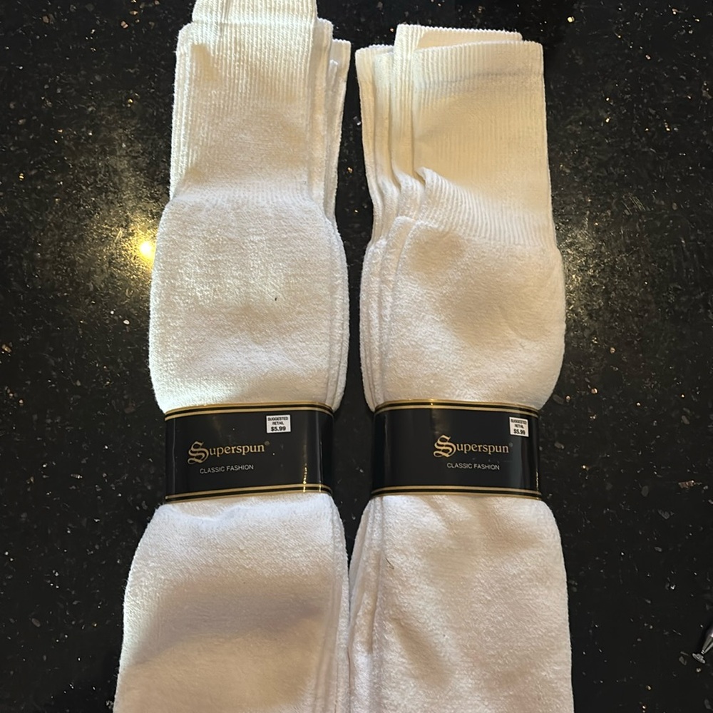 Superspun, classic fashion men's white crew Tube socks